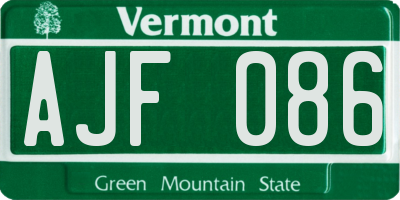 VT license plate AJF086