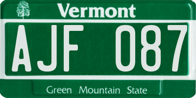 VT license plate AJF087