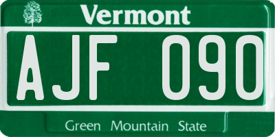 VT license plate AJF090
