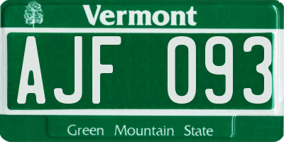 VT license plate AJF093