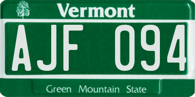 VT license plate AJF094