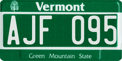 VT license plate AJF095
