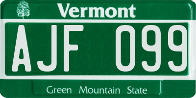 VT license plate AJF099