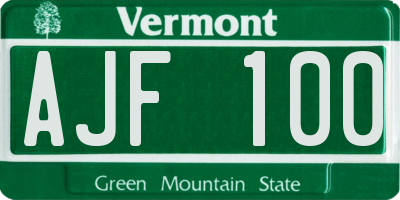 VT license plate AJF100