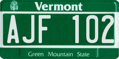 VT license plate AJF102