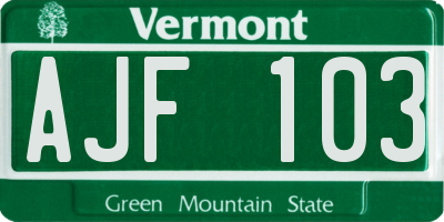 VT license plate AJF103