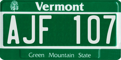 VT license plate AJF107