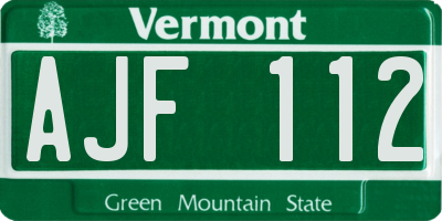 VT license plate AJF112