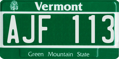 VT license plate AJF113