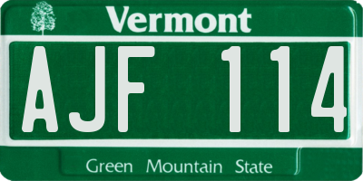 VT license plate AJF114