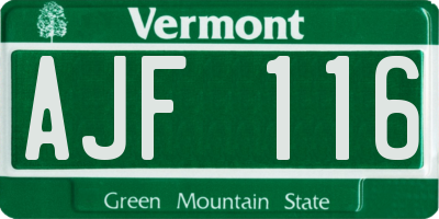 VT license plate AJF116