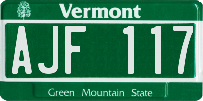 VT license plate AJF117