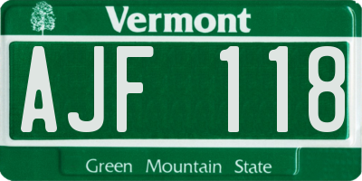 VT license plate AJF118