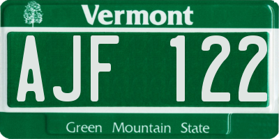 VT license plate AJF122