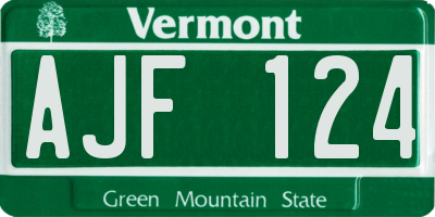 VT license plate AJF124