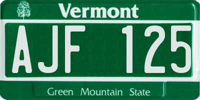VT license plate AJF125