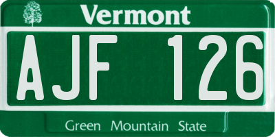 VT license plate AJF126