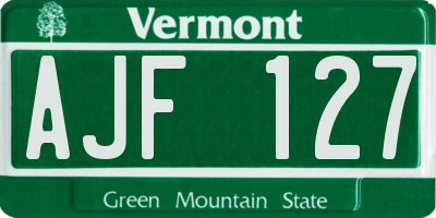 VT license plate AJF127