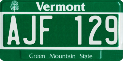 VT license plate AJF129