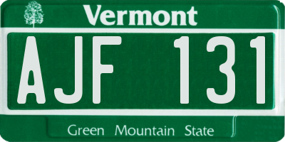 VT license plate AJF131
