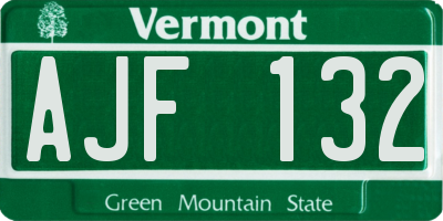 VT license plate AJF132