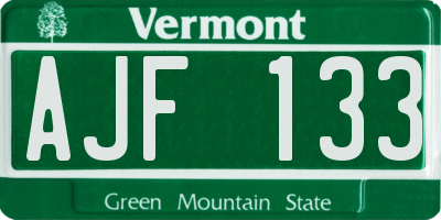 VT license plate AJF133