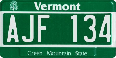 VT license plate AJF134