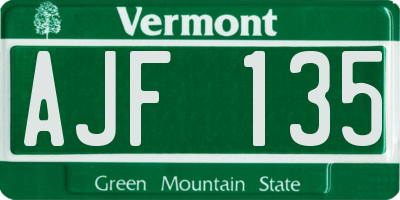 VT license plate AJF135