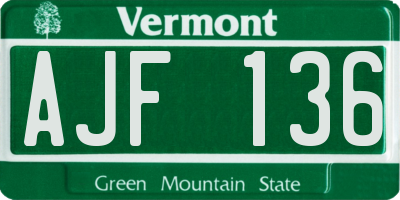 VT license plate AJF136