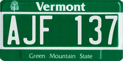 VT license plate AJF137