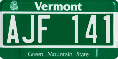 VT license plate AJF141
