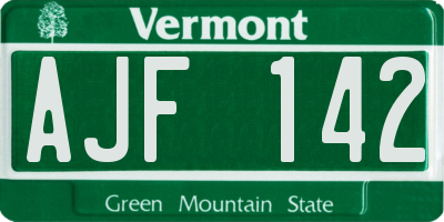 VT license plate AJF142