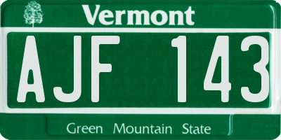 VT license plate AJF143