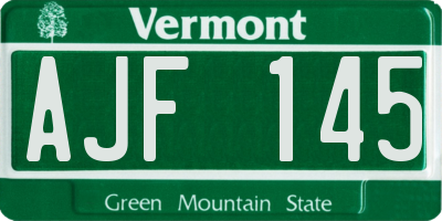 VT license plate AJF145