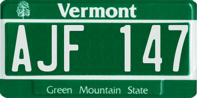 VT license plate AJF147
