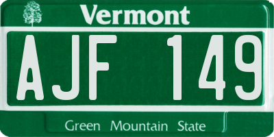 VT license plate AJF149