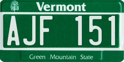 VT license plate AJF151
