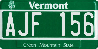 VT license plate AJF156