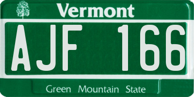 VT license plate AJF166