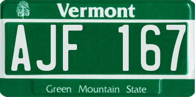 VT license plate AJF167