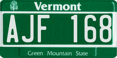 VT license plate AJF168