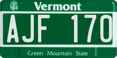 VT license plate AJF170