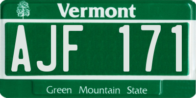 VT license plate AJF171