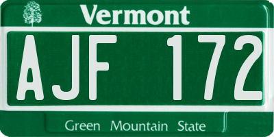VT license plate AJF172