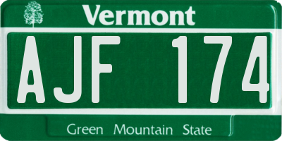 VT license plate AJF174