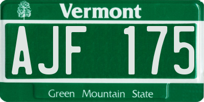 VT license plate AJF175
