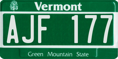 VT license plate AJF177