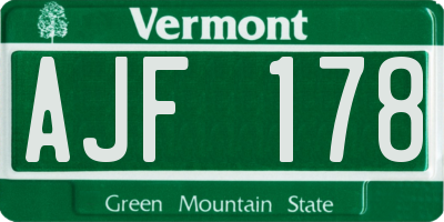 VT license plate AJF178