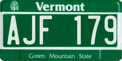 VT license plate AJF179