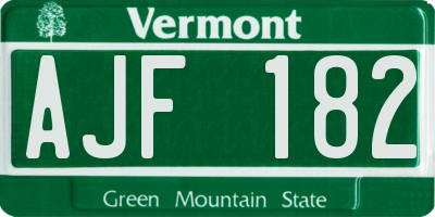 VT license plate AJF182